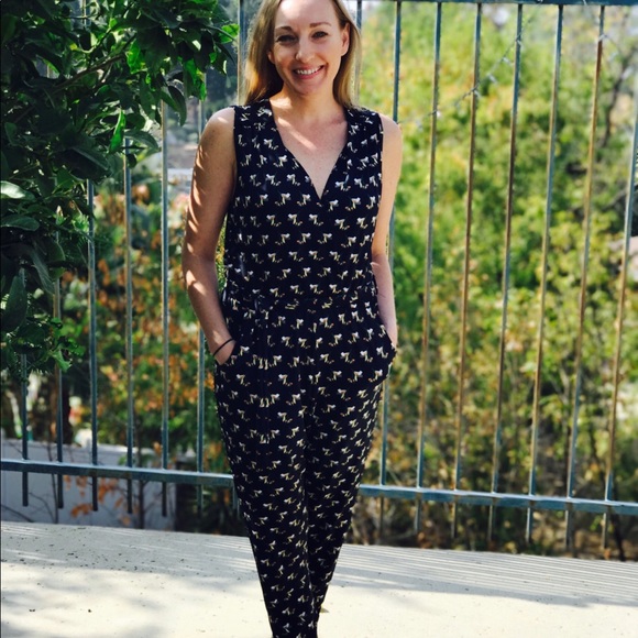 Navy Printed Jumpsuit - Picture 7 of 8